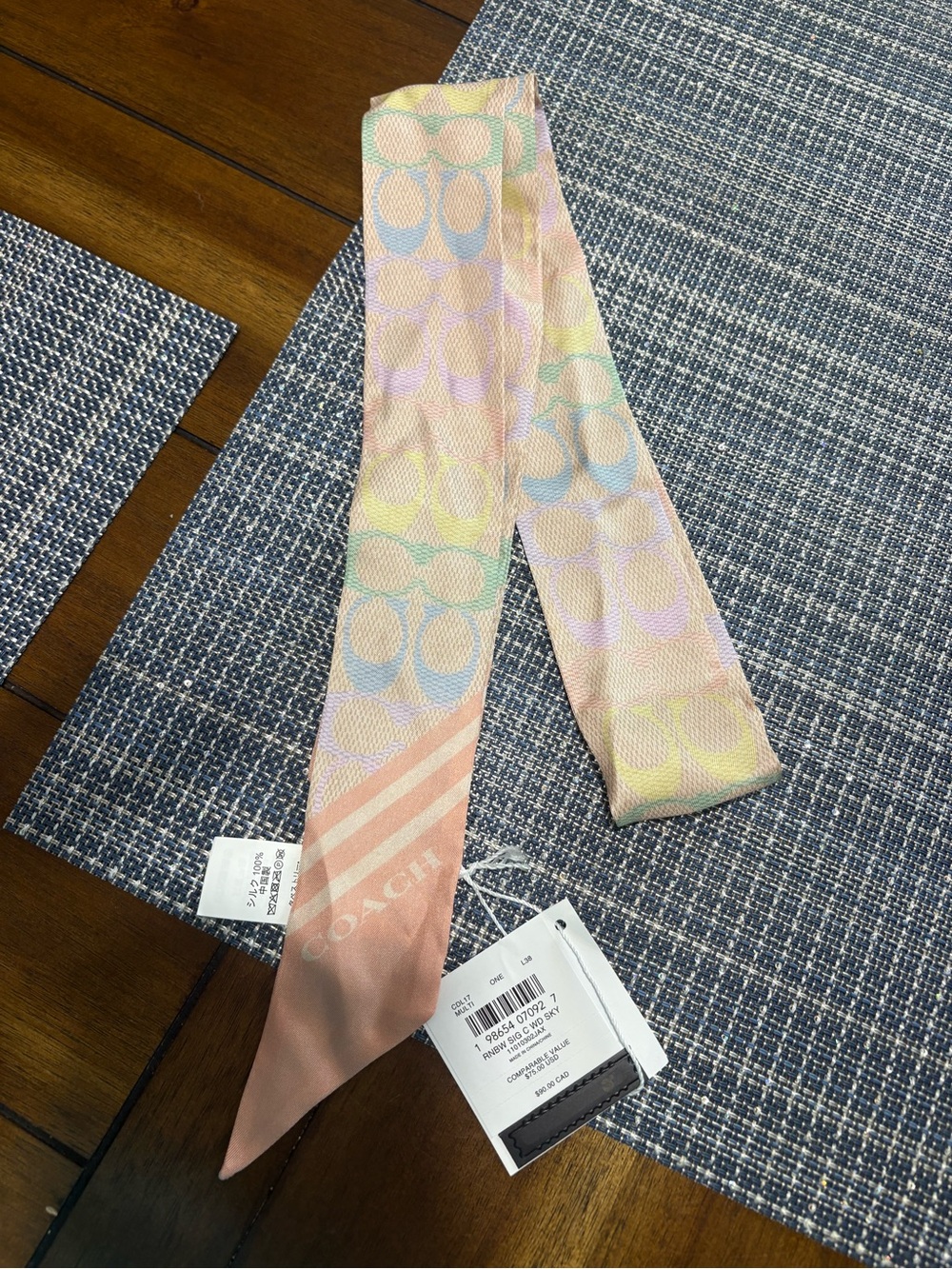 Coach Pastel Signature Skinny Scarf